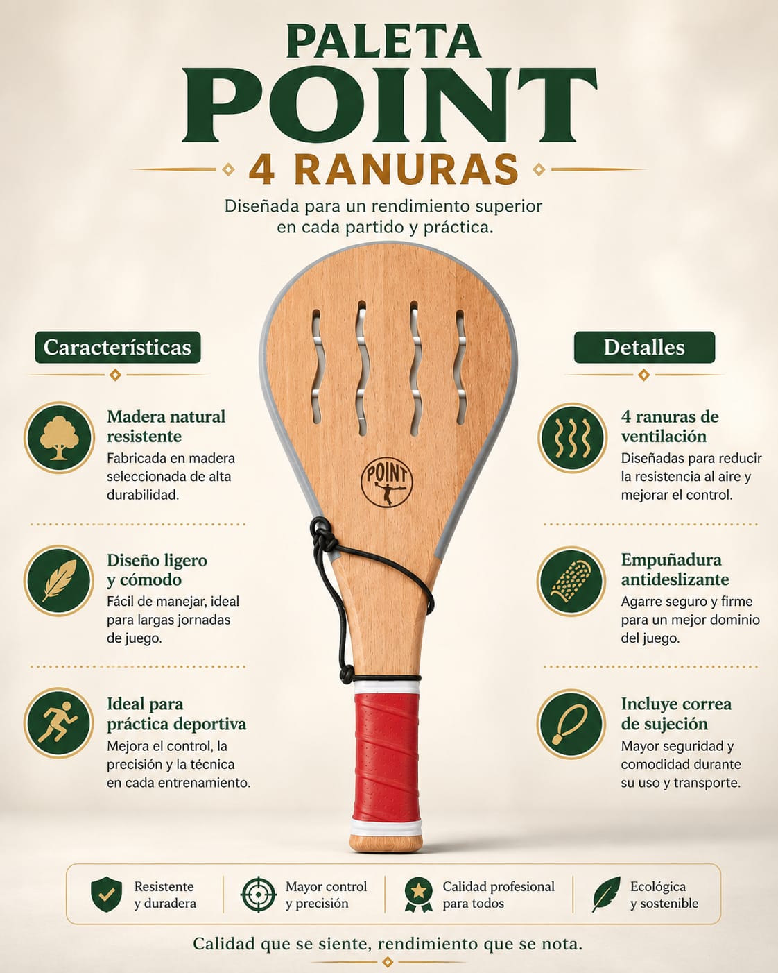 PALETA FRONTON POINT 3 RANURAS
